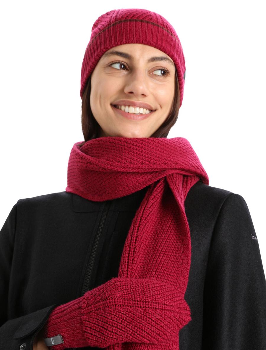 Men's Icebreaker Unisex Merino Waypoint Scarves Cherry / Espresso | CA 1880TCEV